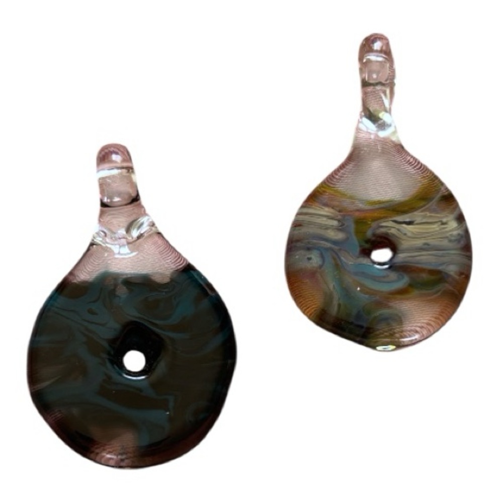 Bundle 2 Handmade Round Clear Glass Pendants